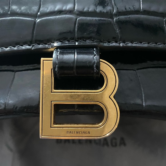 Balenciaga Hourglass Small Croc-Embossed Black - Picture 5 of 17